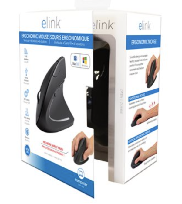 eLink Wireless Vertical Ergonomic 6 Button Mouse with Adjustable DPI ~ 2.4GHz