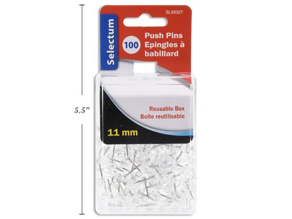 Selectum Clear Push Pins – 11mm ~ 100 per pack
