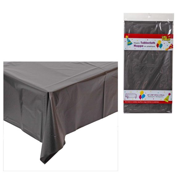 Let’s Party Black Plastic Tablecloth ~ 54″ x 108″