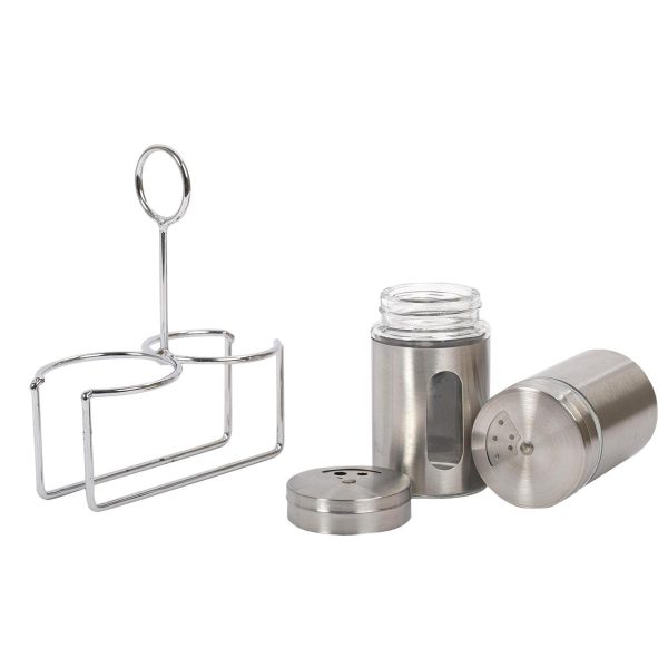 Luciano Stainless Steel Salt & Pepper Set with Rack