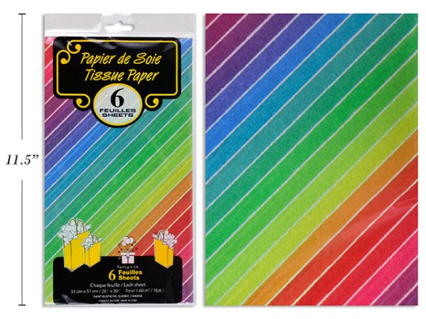 Tissue Paper – Lined Rainbow ~ 6 per pack