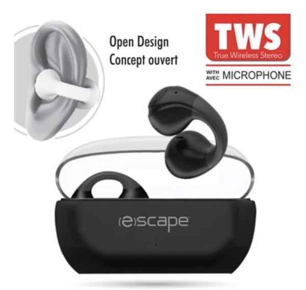 eScape Wireless TWS Ear-Clip Earphones with Microphone – Black