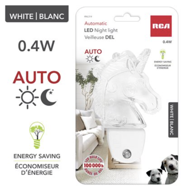 RCA White Automatic LED Nightlight ~ 4 assorted