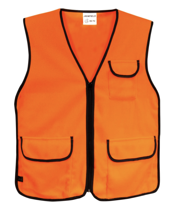 Fluorescent Orange Fleece Vest w/Zipper Closure