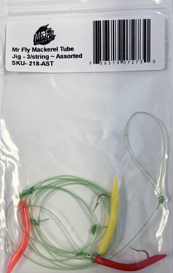 Mr Fly Mackerel Color Tube Jigs ~ 3 per string ~ ASSORTED COLORS