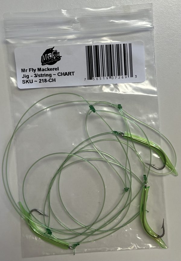 Mr Fly Mackerel Color Tube Jigs ~ 3 per string ~ CHARTRUESE