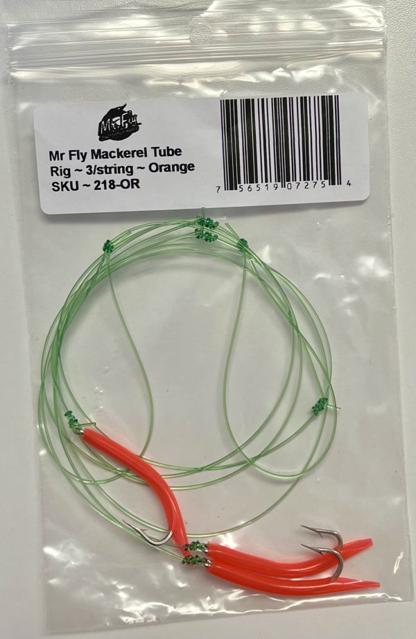 Mr Fly Mackerel Color Tube Jigs ~ 3 per string ~ ORANGE