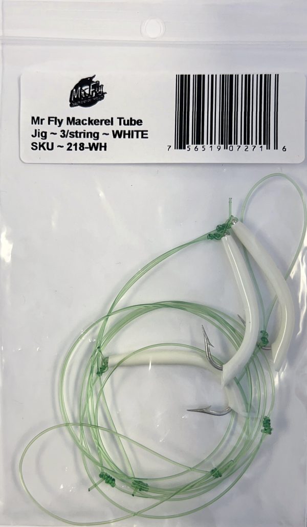 Mr Fly Mackerel Color Tube Jigs ~ 3 per string ~ WHITE