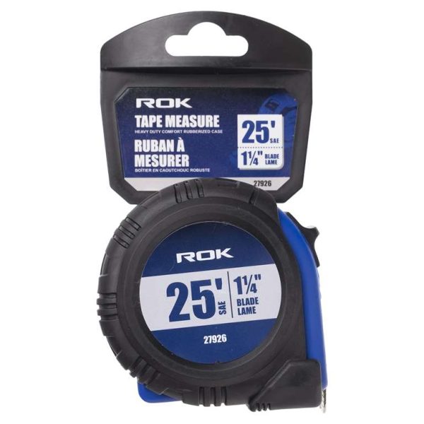 ROK Professional Tape Measure – Rubberized Case – SAE ~ 1-1/4″ / 25′