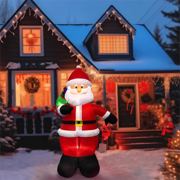 Christmas Air Blown Inflatable Santa with 3 LED Lights – 5′