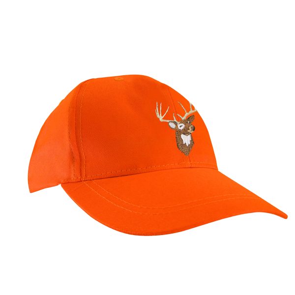 Fluorescent Orange Ball Cap with Embroidered Deer