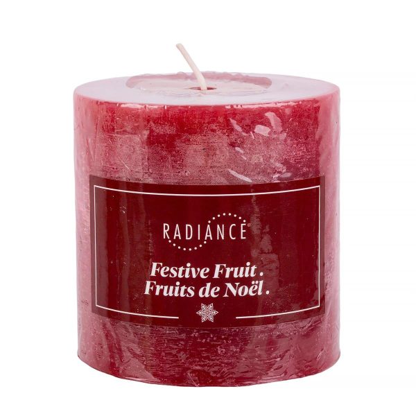 Christmas Scented Pillar Candle – 3″ x 3″ ~ Festive Fruit