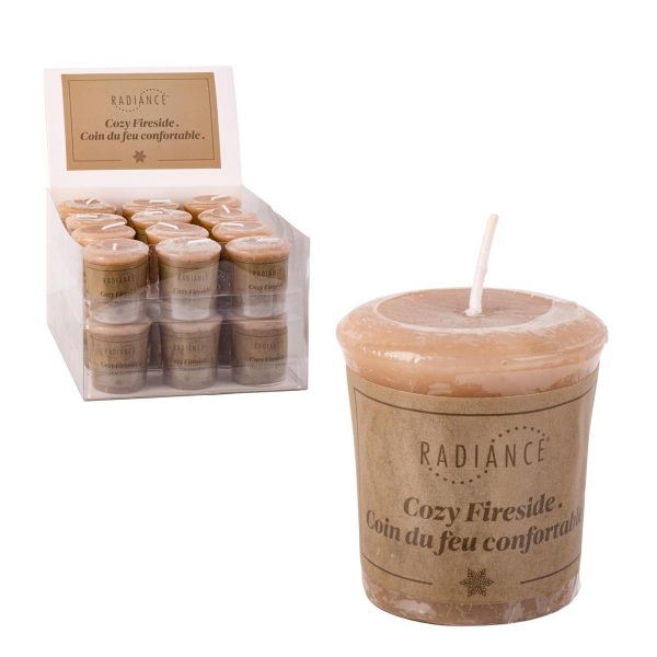 Christmas Scented Votive Candles – 24 per display ~ Cozy Fireside