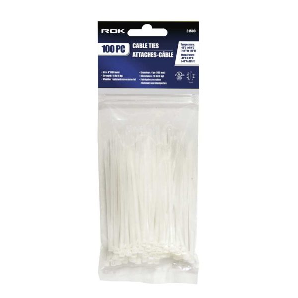 ROK Cable Ties – Clear 4″ ~ 100 per pack