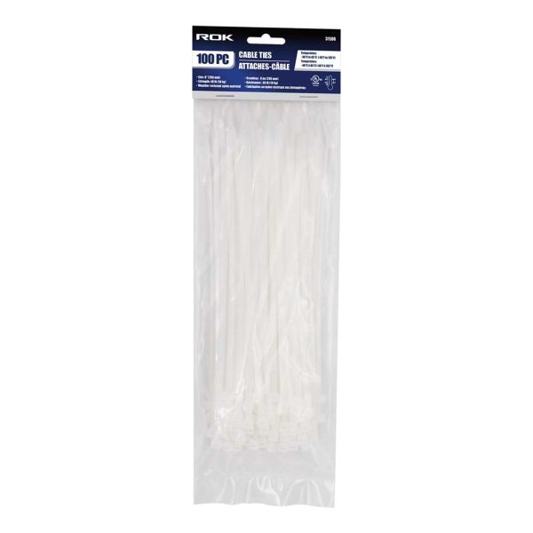 ROK Cable Ties – Clear 8″ ~ 100 per pack