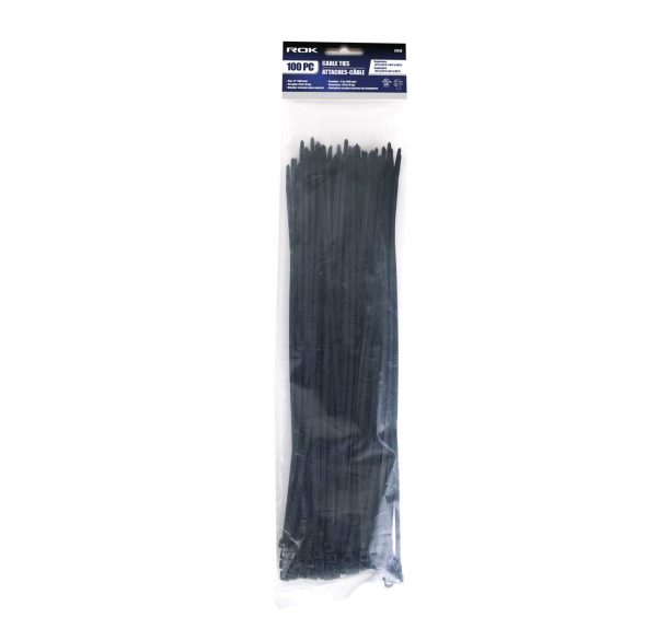 ROK Cable Ties – Black 12″ ~ 100 per pack