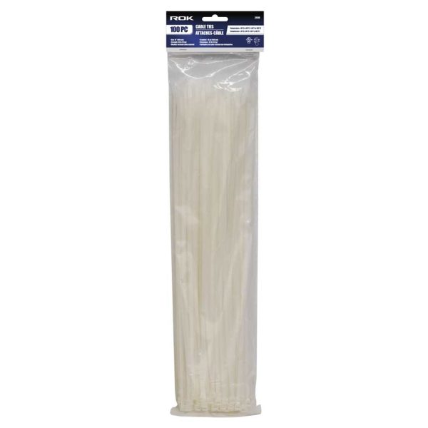 ROK Cable Ties – Clear 16″ ~ 100 per pack