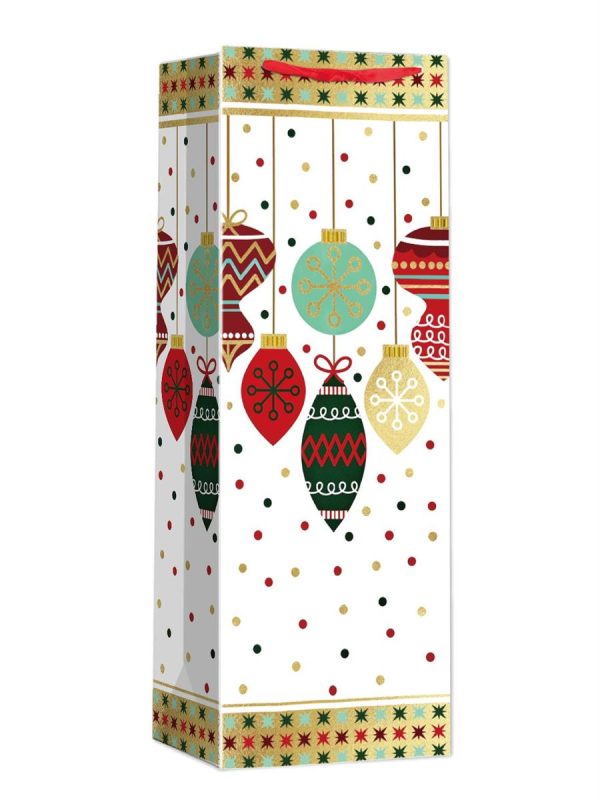 Christmas Bottle Gift Bag – Extra Wide ~ Ornaments