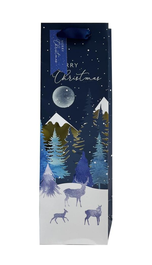 Christmas Bottle Gift Bag ~ Trees with Deer