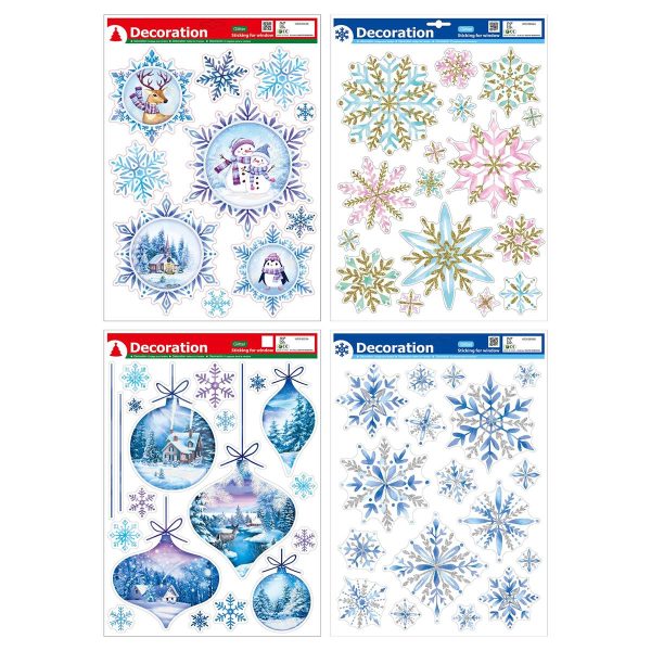 Christmas Glitter Window Clings ~ 4 assorted