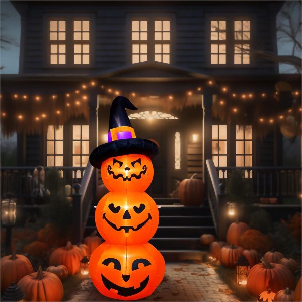 Halloween Air Blown Inflatable 3 Stack Pumpkins with LED Lights – 6′