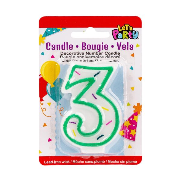 Let’s Party Birthday Candle ~ Double Sided Number “3”