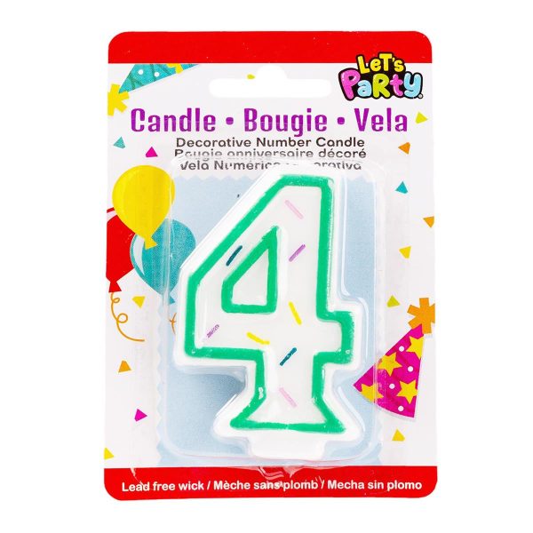 Let’s Party Birthday Candle ~ Double Sided Number “4”
