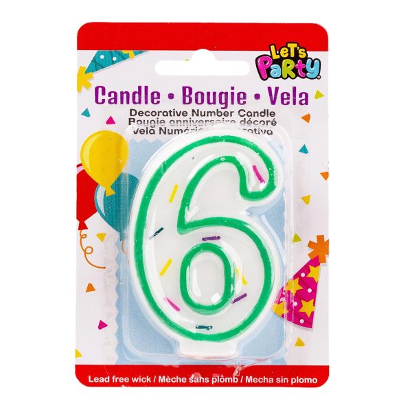 Let’s Party Birthday Candle ~ Double Sided Number “6”