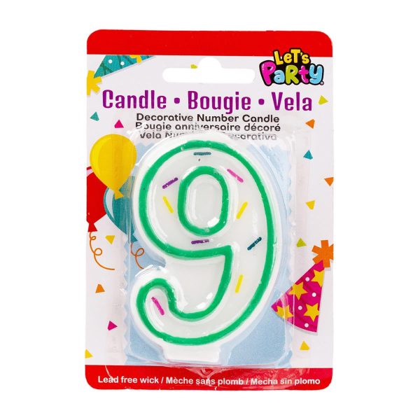 Let’s Party Birthday Candle ~ Double Sided Number “9”