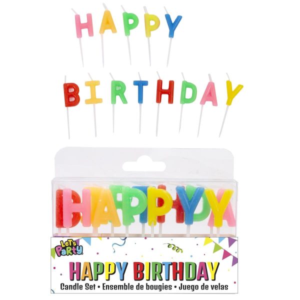 Let’s Party Rainbow Candles “Happy Birthday” ~ 13 per pack