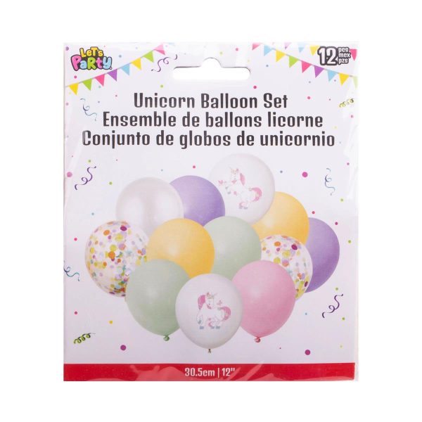 Let’s Party Unicorn Balloon Set – 12″ round ~ 12 per pack