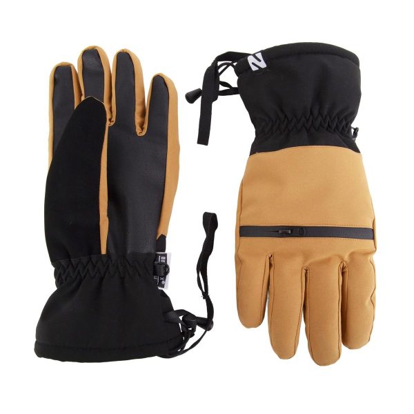 Nordic Trail Mens Camel Ski Glove with Touch Finger, Wrist Strap & Pocket