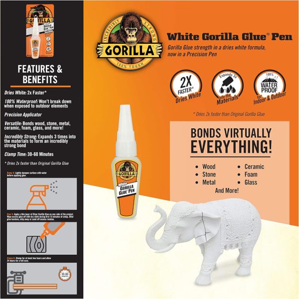 Gorilla Glue – Dries White ~ 0.75oz Glue Pen