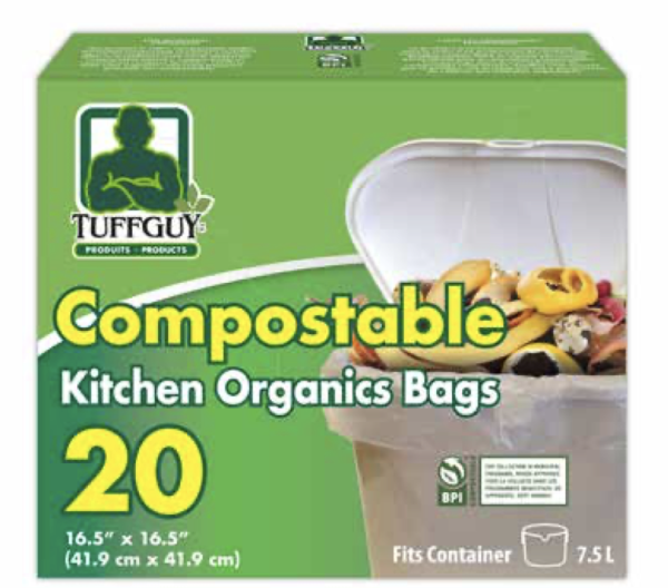 Tuff Guy Compostable Kitchen Organic Bags  – 16.5″ x 16.5″ ~ 20 per pack
