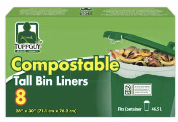 Tuff Guy Compostable Tall Bin Liners  – 28″ x 30″ ~ 8 per pack