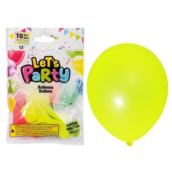 Let’s Party 12″ Round Balloons – Neon Colors ~ 10 per pack