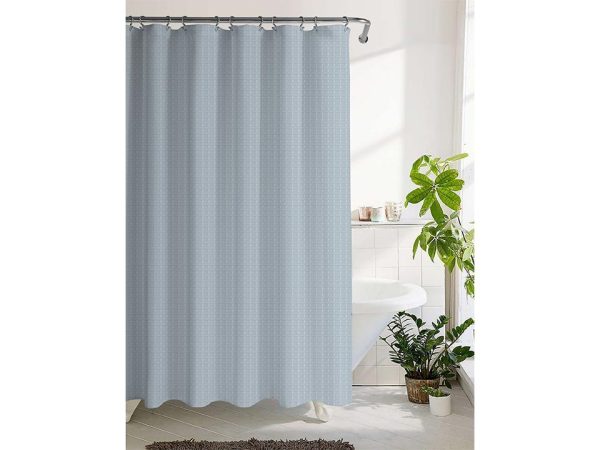 Bodico Fabric Waffle Shower Curtain – 70″ x 70″ ~ Sky Blue