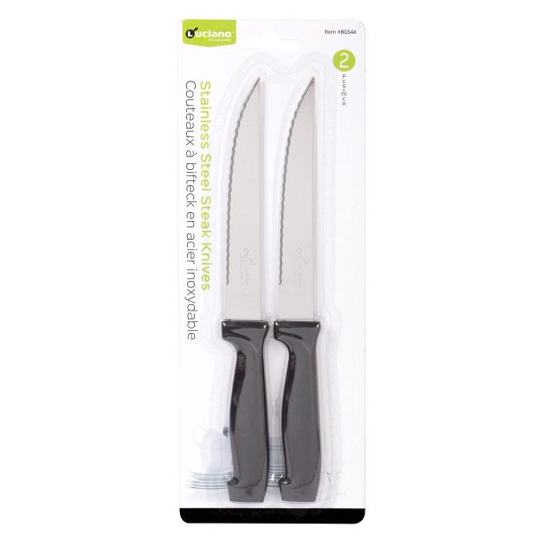 Luciano Stainless Steel Steak Knives with Plastic Handles – 8.5″ ~ 2 per pack