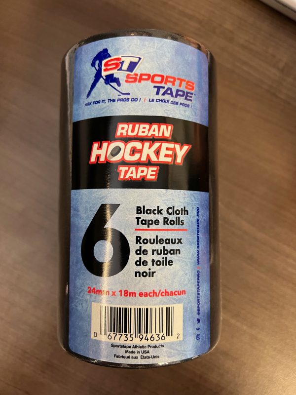 SportsTape Black Cloth Hockey Tape ~ 24mm x 18m ~ 6 rolls per pack