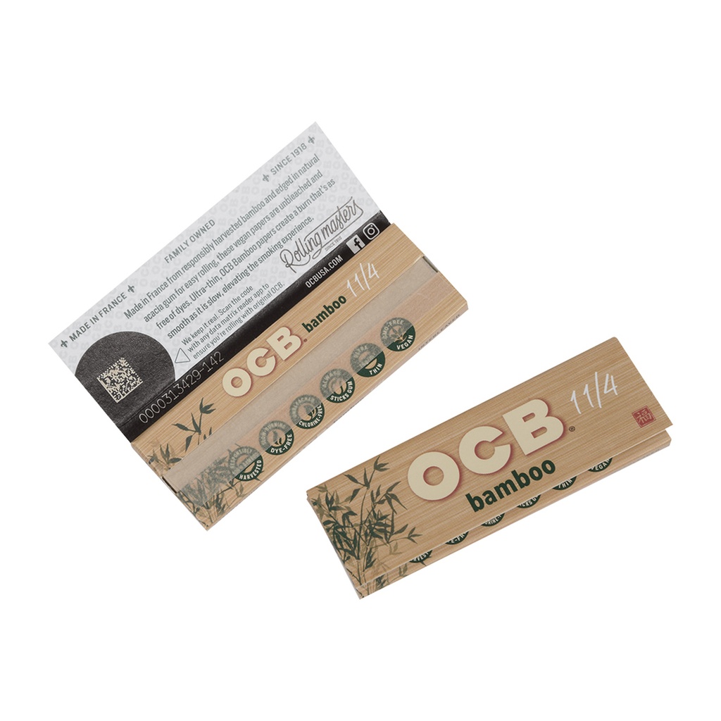 OCB Unbleached Bamboo Rolling Papers 1-1/4″ ~ 25 packs per box