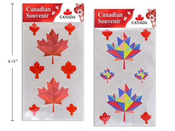 Canada Maple Leaf Printed Gel Clings ~ 2 assorted