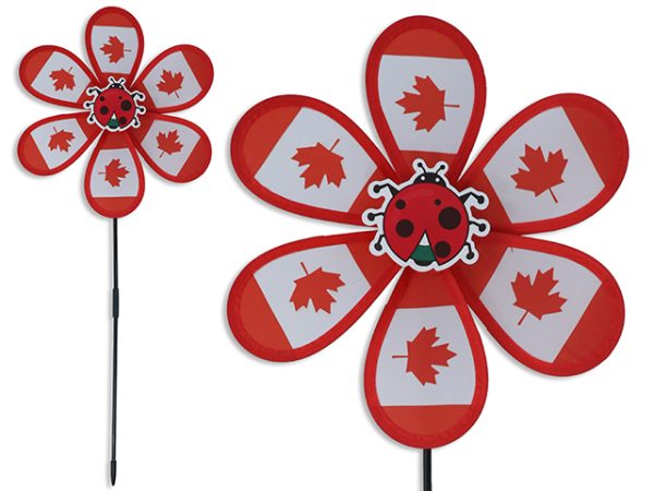 Canada 6-Panel Garden Yard Spinner with Stick ~ 11″ Diameter