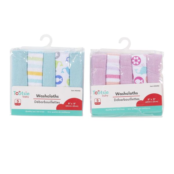 Tootsie Baby Washclothes ~ 5 per pack