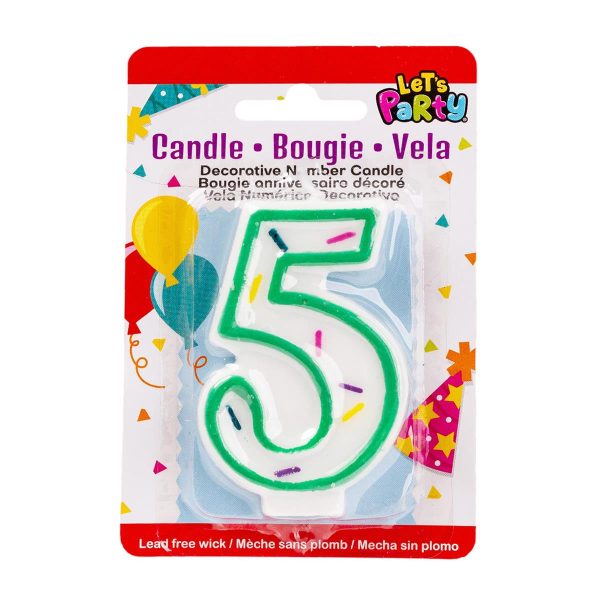 Let’s Party Birthday Candle ~ Double Sided Number “5”