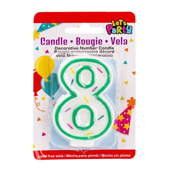 Let’s Party Birthday Candle ~ Double Sided Number “8”