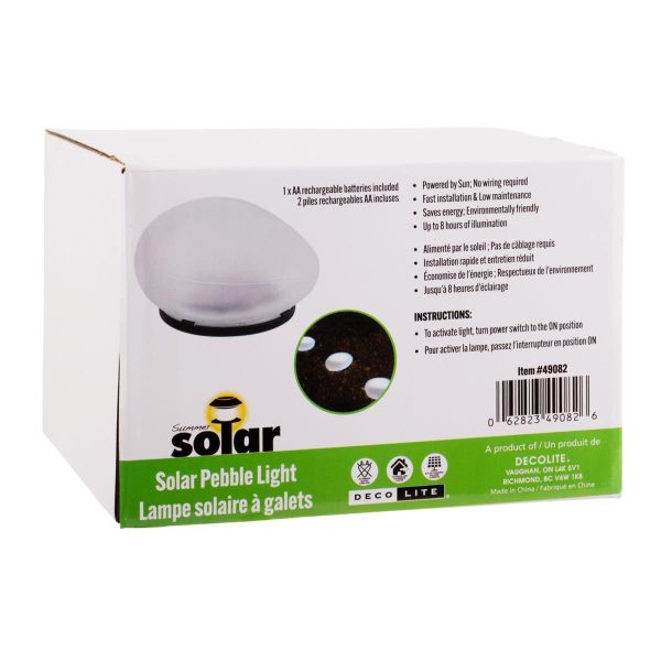 Solar LED Frosted White Pebble Light ~ 5.5″ x 3.3″