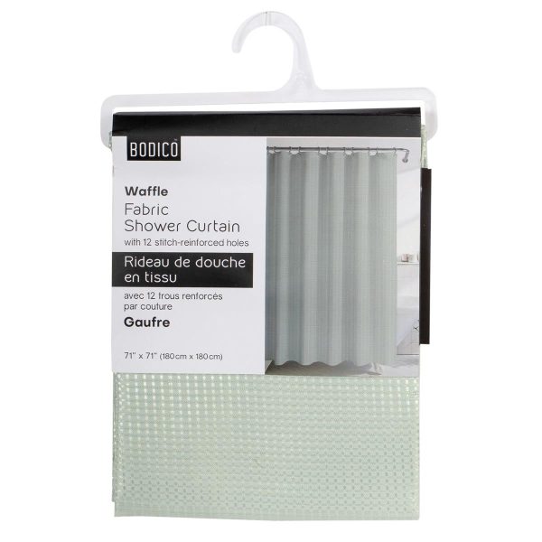 Bodico Fabric Waffle Shower Curtain – 70″ x 70″ ~ Sage