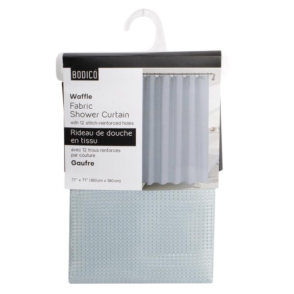 Bodico Fabric Waffle Shower Curtain – 70″ x 70″ ~ Sky Blue