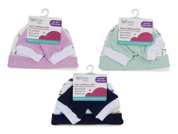 Tootsie Baby Cotton New Born Hat + Mitten Set