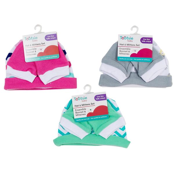 Tootsie Baby Cotton New Born Hat + Mitten Set